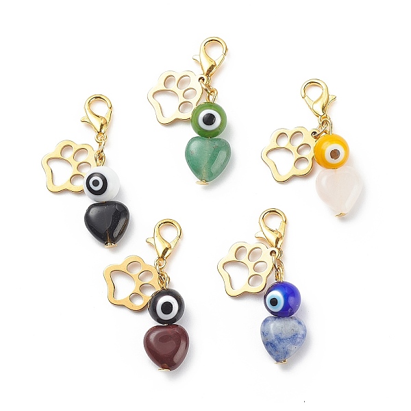 PandaHall Natural Gemstone Heart Pendant Decorations, Round Evil Eye Lobster Clasp Charms, Cat Paw Print Charms, for Keychain, Purse...
PandaHall Natural Gemstone Heart Pendant Decorations, Round Evil Eye Lobster Clasp Charms, Cat Paw Print Charms, for Keychain, Purse...