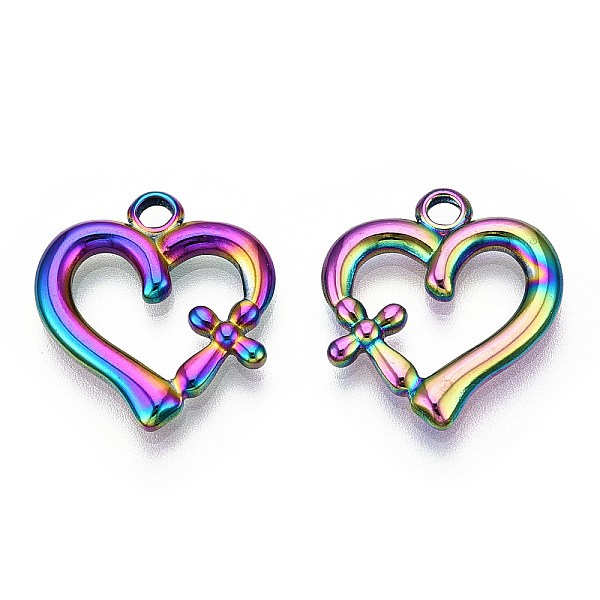 PandaHall Ion Plating(IP) 304 Stainless Steel Pendants, Heart with Cross Charm, Rainbow Color, 20.5x19x2.5mm, Hole: 2.5mm 304 Stainless...
PandaHall Ion Plating(IP) 304 Stainless Steel Pendants, Heart with Cross Charm, Rainbow Color, 20.5x19x2.5mm, Hole: 2.5mm 304 Stainless...