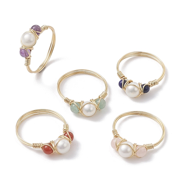 PandaHall Copper Wire Wrapped Natural Gemstone Open Ring, Natural Cultured Freshwater Pearl Cuff Finger Ring for Women, Golden, US Size 9...
PandaHall Copper Wire Wrapped Natural Gemstone Open Ring, Natural Cultured Freshwater Pearl Cuff Finger Ring for Women, Golden, US Size 9...