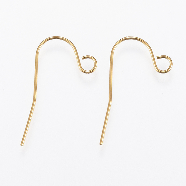 PandaHall Ion Plating(IP) 304 Stainless Steel Earring Hooks, Real 18K Gold Plated, 22x12x0.5mm, Hole: 2.5mm, 24 Gauge, Pin: 0.5mm 304...
PandaHall Ion Plating(IP) 304 Stainless Steel Earring Hooks, Real 18K Gold Plated, 22x12x0.5mm, Hole: 2.5mm, 24 Gauge, Pin: 0.5mm 304...