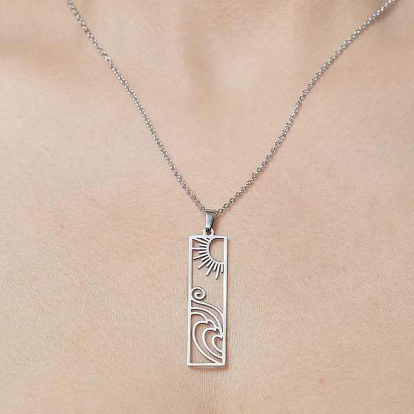 PandaHall 201 Stainless Steel Hollow Sun & Wave Pendant Necklace, Stainless Steel Color, 17.72 inch(45cm) 201 Stainless Steel Sun
PandaHall 201 Stainless Steel Hollow Sun & Wave Pendant Necklace, Stainless Steel Color, 17.72 inch(45cm) 201 Stainless Steel Sun