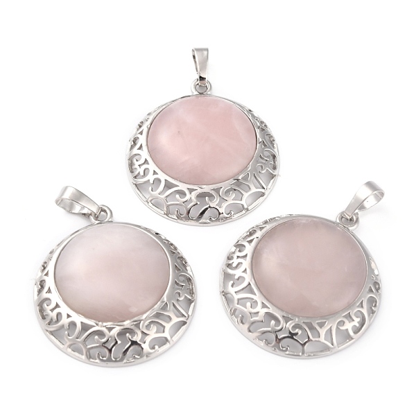 PandaHall Natural Rose Quartz Pendants with Hollow Platinum Brass Findings, Flat Round, 33.5x30x6mm, Hole: 8x5mm Rose Quartz Flat Round
PandaHall Natural Rose Quartz Pendants with Hollow Platinum Brass Findings, Flat Round, 33.5x30x6mm, Hole: 8x5mm Rose Quartz Flat Round