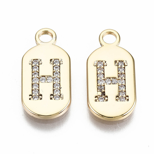 PandaHall Brass Micro Pave Clear Cubic Zirconia Pendants, Nickel Free, Real 18K Gold Plated, Oval with Word, Letter.H, 16x7.5x1.5mm, Hole...
PandaHall Brass Micro Pave Clear Cubic Zirconia Pendants, Nickel Free, Real 18K Gold Plated, Oval with Word, Letter.H, 16x7.5x1.5mm, Hole...