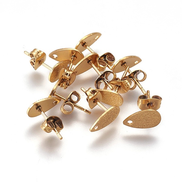 PandaHall Ion Plating(IP) 304 Stainless Steel Stud Earring Findings, Textured, Teardrop, Golden, 10x6x0.7mm, Hole: 1.2mm, Pin: 0.7mm 304...
PandaHall Ion Plating(IP) 304 Stainless Steel Stud Earring Findings, Textured, Teardrop, Golden, 10x6x0.7mm, Hole: 1.2mm, Pin: 0.7mm 304...