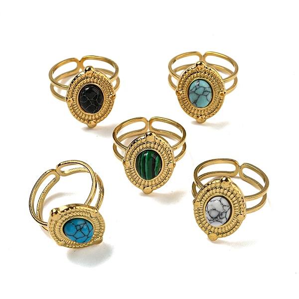 PandaHall Oval 304 Stainless Steel Open Cuff Rings, Synthetic Malachite & Turquoise Finger Rings for Women Men, Real 18K Gold Plated, US...
PandaHall Oval 304 Stainless Steel Open Cuff Rings, Synthetic Malachite & Turquoise Finger Rings for Women Men, Real 18K Gold Plated, US...