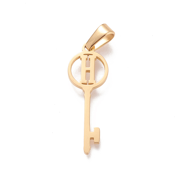 PandaHall 304 Stainless Steel Initial Pendants, Large Hole Pendants, Key with Letter, Golden, Letter.H, 25x8.5x1mm, Hole: 6x2.5mm 304...
PandaHall 304 Stainless Steel Initial Pendants, Large Hole Pendants, Key with Letter, Golden, Letter.H, 25x8.5x1mm, Hole: 6x2.5mm 304...