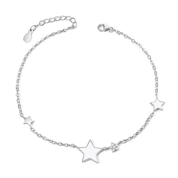 PandaHall SHEGRACE 925 Sterling Silver Anklet, with Micro Pave AAA Cubic Zirconia and Enamel Star, Platinum, 8-1/4 inch(210mm) Sterling..., White
PandaHall SHEGRACE 925 Sterling Silver Anklet, with Micro Pave AAA Cubic Zirconia and Enamel Star, Platinum, 8-1/4 inch(210mm) Sterling..., White