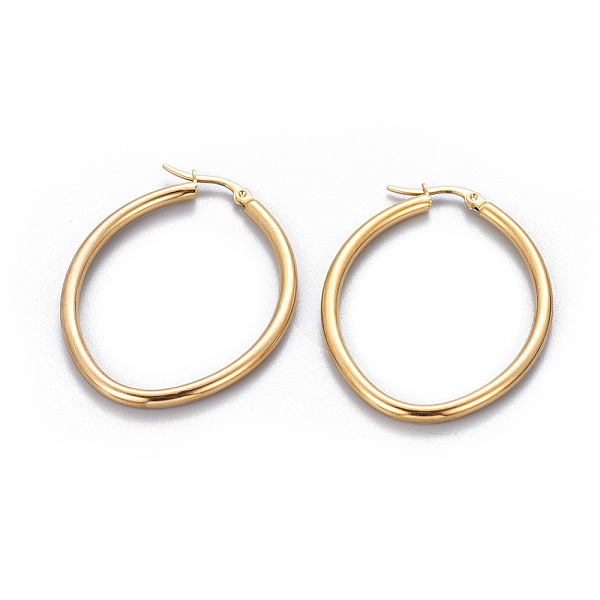 PandaHall 201 Stainless Steel Hoop Earrings, with 304 Stainless Steel Pin, Oval, Golden, 48x38.5x3mm, Pin: 1.4mm 201 Stainless Steel Oval
PandaHall 201 Stainless Steel Hoop Earrings, with 304 Stainless Steel Pin, Oval, Golden, 48x38.5x3mm, Pin: 1.4mm 201 Stainless Steel Oval