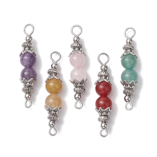 PandaHall Natuarl Mixed Gemstone Round Beaded Connector Charms, with Tibetan Style Bead Caps, Mixed Dyed & Undyed, Antique Silver...
PandaHall Natuarl Mixed Gemstone Round Beaded Connector Charms, with Tibetan Style Bead Caps, Mixed Dyed & Undyed, Antique Silver...
