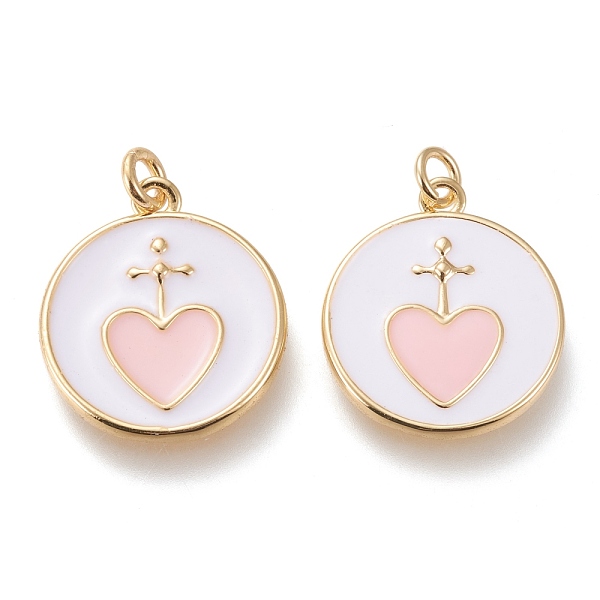 PandaHall Brass Pendants, with Enamel and Jump Rings, Long-Lasting Plated, Flat Round with Heart, Golden, Pink, 20.5x18x2mm, Hole: 3mm...
PandaHall Brass Pendants, with Enamel and Jump Rings, Long-Lasting Plated, Flat Round with Heart, Golden, Pink, 20.5x18x2mm, Hole: 3mm...