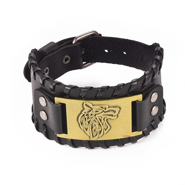 PandaHall Full Grain Leather Cord Bracelets, with Alloy Link and Watch Band Clasps, Rectangle with Wolf Head, Antique Bronze, 10-3/4 inch...
PandaHall Full Grain Leather Cord Bracelets, with Alloy Link and Watch Band Clasps, Rectangle with Wolf Head, Antique Bronze, 10-3/4 inch...