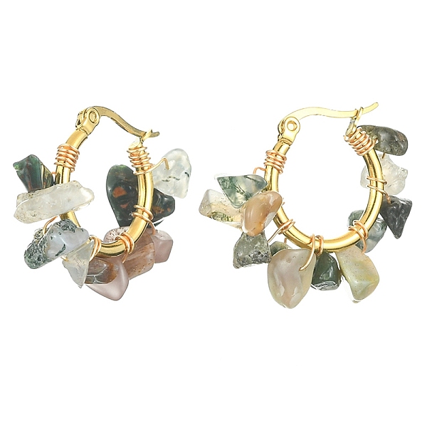 PandaHall Natural Moss Agate Chips Braided Hoop Earrings, 304 Stainless Steel Wire Wrap Jewelry for Women, 25~27x28~33x7~9mm, Pin: 0.6mm...
PandaHall Natural Moss Agate Chips Braided Hoop Earrings, 304 Stainless Steel Wire Wrap Jewelry for Women, 25~27x28~33x7~9mm, Pin: 0.6mm...