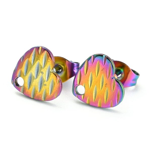 PandaHall Ion Plating(IP) 304 Stainless Steel Stud Earring Findings, with Ear Nuts/Earring Backs and Hole, Heart Shape with Textured...
PandaHall Ion Plating(IP) 304 Stainless Steel Stud Earring Findings, with Ear Nuts/Earring Backs and Hole, Heart Shape with Textured...