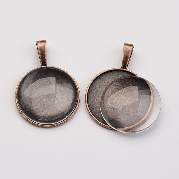 PandaHall Bubble Locket Alloy Pendant Cabochon Bezel Settings, Clear Glass Cabochons, Flat Round, Lead Free, Red Copper, 38.5x27x2.5mm, Hole...
PandaHall Bubble Locket Alloy Pendant Cabochon Bezel Settings, Clear Glass Cabochons, Flat Round, Lead Free, Red Copper, 38.5x27x2.5mm, Hole...