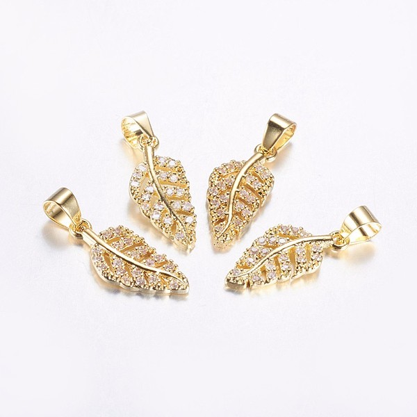 PandaHall Long-Lasting Plated Brass Micro Pave Cubic Zirconia Pendants, Hollow Leaf, Real 18K Gold Plated, 17x7.5x1.5mm, Hole: 3.5mm..., Clear
PandaHall Long-Lasting Plated Brass Micro Pave Cubic Zirconia Pendants, Hollow Leaf, Real 18K Gold Plated, 17x7.5x1.5mm, Hole: 3.5mm..., Clear