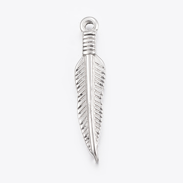 PandaHall 304 Stainless Steel Pendants, Feather, Stainless Steel Color, 28.5x6x2mm, Hole: 1.5mm 304 Stainless Steel Feather
PandaHall 304 Stainless Steel Pendants, Feather, Stainless Steel Color, 28.5x6x2mm, Hole: 1.5mm 304 Stainless Steel Feather