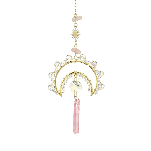 PandaHall Natural Quartz Crystal Nuggets Pendant Decorations, with Moon Glass & Brass Link, for Home Decorations, Golden, 296mm, Hole: 8mm...
PandaHall Natural Quartz Crystal Nuggets Pendant Decorations, with Moon Glass & Brass Link, for Home Decorations, Golden, 296mm, Hole: 8mm...