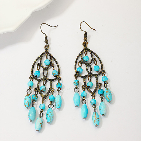 PandaHall Synthetic Turquoise Woven Web/Net with Oval Tassel Dangle Earrings, Antique Bronze Plated Iron Jewelry for Women, 95x25mm...
PandaHall Synthetic Turquoise Woven Web/Net with Oval Tassel Dangle Earrings, Antique Bronze Plated Iron Jewelry for Women, 95x25mm...
