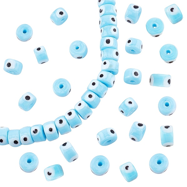 PandaHall Nbead Handmade Evil Eye Lampwork Beads Strands, Column, Deep Sky Blue, 8.5x6~7mm, Hole: 2mm, about 53~56pcs/strand, 13.78...
PandaHall Nbead Handmade Evil Eye Lampwork Beads Strands, Column, Deep Sky Blue, 8.5x6~7mm, Hole: 2mm, about 53~56pcs/strand, 13.78...