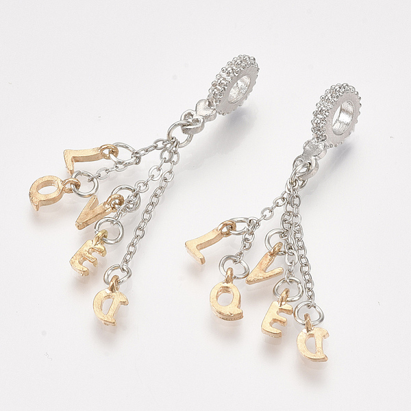 PandaHall Alloy European Dangle Charms, Large Hole Pendants, Letter, Platinum & Golden, 49mm, Hole: 4.5mm Alloy Letter
PandaHall Alloy European Dangle Charms, Large Hole Pendants, Letter, Platinum & Golden, 49mm, Hole: 4.5mm Alloy Letter