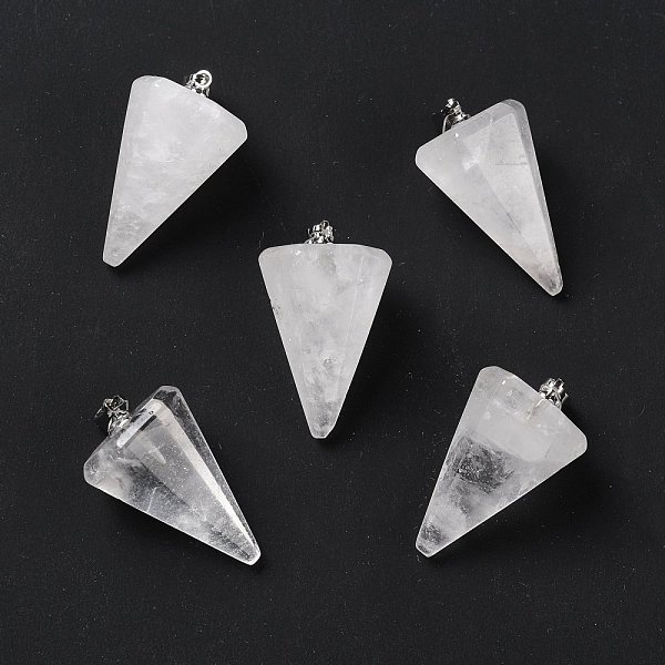 PandaHall Natural Quartz Crystal Pendants, Rock Crystal Pendants, with Platinum Tone Brass Findings, Faceted Cone, 25~28x15~16x13~14mm, Hole...
PandaHall Natural Quartz Crystal Pendants, Rock Crystal Pendants, with Platinum Tone Brass Findings, Faceted Cone, 25~28x15~16x13~14mm, Hole...