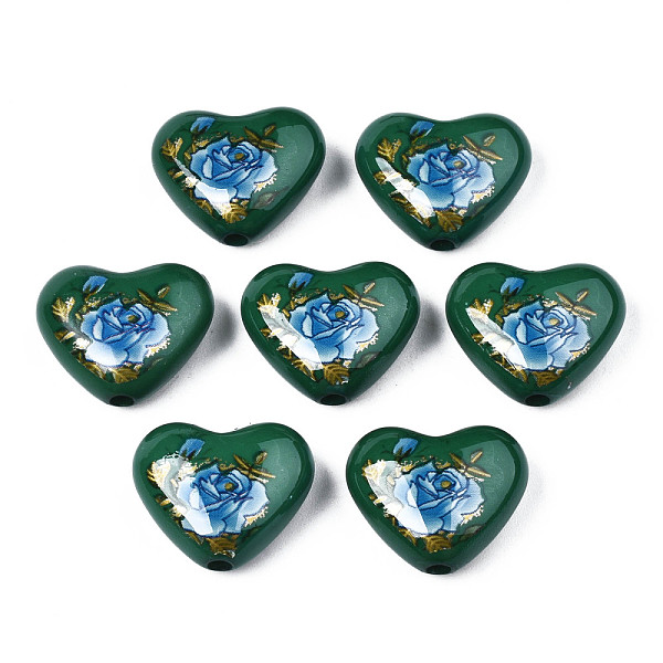 PandaHall Flower Printed Opaque Acrylic Heart Beads, Dark Green, 16x19x8mm, Hole: 2mm Acrylic Heart
PandaHall Flower Printed Opaque Acrylic Heart Beads, Dark Green, 16x19x8mm, Hole: 2mm Acrylic Heart