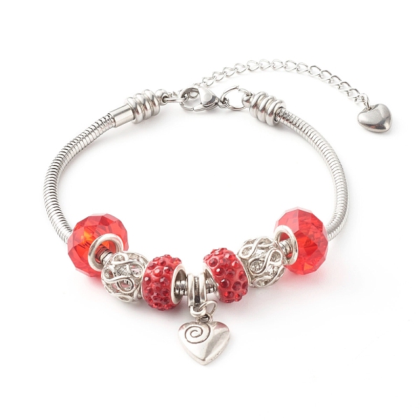 PandaHall Handmade Polymer Clay Rhinestone European Bracelets, with Glass Beads, 304 Stainless Steel Snake Chains and Alloy Heart Charm, Red...
PandaHall Handmade Polymer Clay Rhinestone European Bracelets, with Glass Beads, 304 Stainless Steel Snake Chains and Alloy Heart Charm, Red...