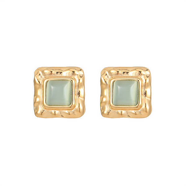 PandaHall Cat Eye Square Stud Earrings, Golden 304 Stainless Steel Earrings, Dark Sea Green, 17mm Cat Eye Square
PandaHall Cat Eye Square Stud Earrings, Golden 304 Stainless Steel Earrings, Dark Sea Green, 17mm Cat Eye Square