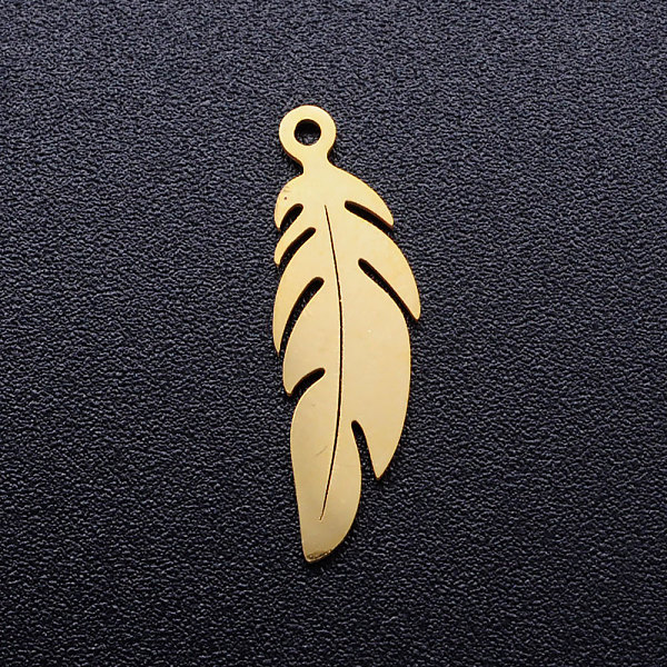 PandaHall 304 Stainless Steel Pendants, Feather, Golden, 20.5x6.5x1mm, Hole: 1mm 304 Stainless Steel Feather
PandaHall 304 Stainless Steel Pendants, Feather, Golden, 20.5x6.5x1mm, Hole: 1mm 304 Stainless Steel Feather