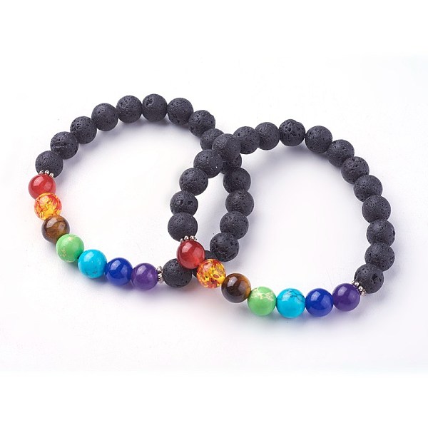 PandaHall Natural Lava Rock Beads Stretch Bracelets, with Natural & Synthetic Mixed Gemstone and Alloy Spacer Beads, Chakra, 2-1/8..., Multicolor
PandaHall Natural Lava Rock Beads Stretch Bracelets, with Natural & Synthetic Mixed Gemstone and Alloy Spacer Beads, Chakra, 2-1/8..., Multicolor