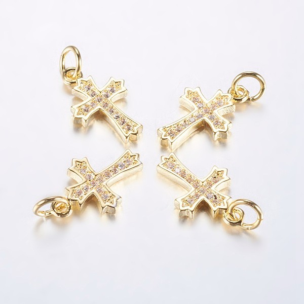 PandaHall Long-Lasting Plated Brass Micro Pave Cubic Zirconia Pendants, Cross, Real 18K Gold Plated, 15.5x10x2mm, Hole: 3mm Brass+Cubic..., Clear
PandaHall Long-Lasting Plated Brass Micro Pave Cubic Zirconia Pendants, Cross, Real 18K Gold Plated, 15.5x10x2mm, Hole: 3mm Brass+Cubic..., Clear