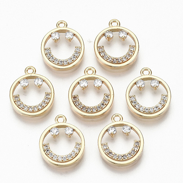 PandaHall Brass Micro Pave Clear Cubic Zirconia Charms, Nickel Free, Flat Round with Smiling Face, Real 18K Gold Plated, 14x11.5x2mm, Hole...
PandaHall Brass Micro Pave Clear Cubic Zirconia Charms, Nickel Free, Flat Round with Smiling Face, Real 18K Gold Plated, 14x11.5x2mm, Hole...