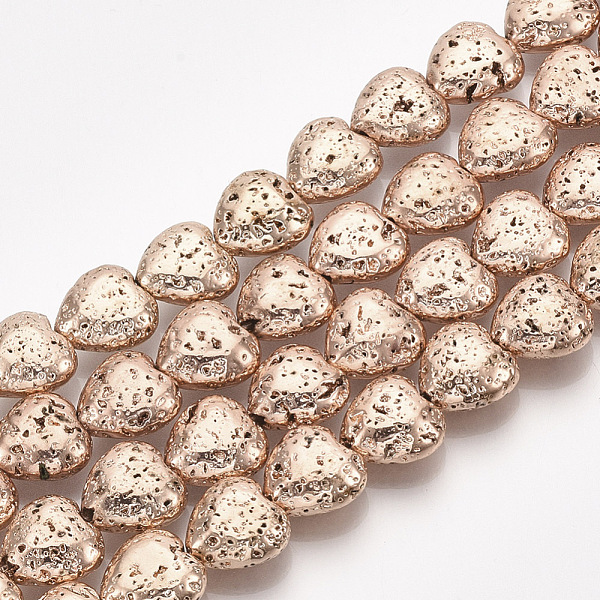 PandaHall Electroplated Natural Lava Rock Beads Strands, Bumpy, Heart, Rose Gold Plated, 11x10~10.5x4.5~5mm, Hole: 1mm, about 40pcs/strand...
PandaHall Electroplated Natural Lava Rock Beads Strands, Bumpy, Heart, Rose Gold Plated, 11x10~10.5x4.5~5mm, Hole: 1mm, about 40pcs/strand...