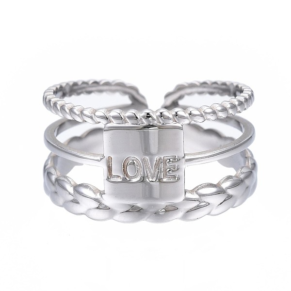 PandaHall 304 Stainless Steel Rectangle with Word Love Open Cuff Ring, Chunky Hollow Ring for Women, Stainless Steel Color, US Size 6 1/4...
PandaHall 304 Stainless Steel Rectangle with Word Love Open Cuff Ring, Chunky Hollow Ring for Women, Stainless Steel Color, US Size 6 1/4...