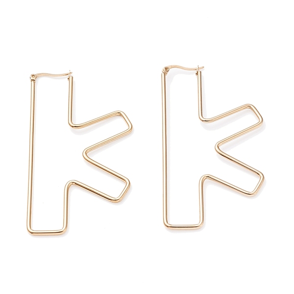 PandaHall 304 Stainless Steel Hoop Earrings, Golden, Letter.K, 76.8x41.5x2mm, 12 Gauge, Pin: 0.6x1.5mm 304 Stainless Steel Letter K
PandaHall 304 Stainless Steel Hoop Earrings, Golden, Letter.K, 76.8x41.5x2mm, 12 Gauge, Pin: 0.6x1.5mm 304 Stainless Steel Letter K