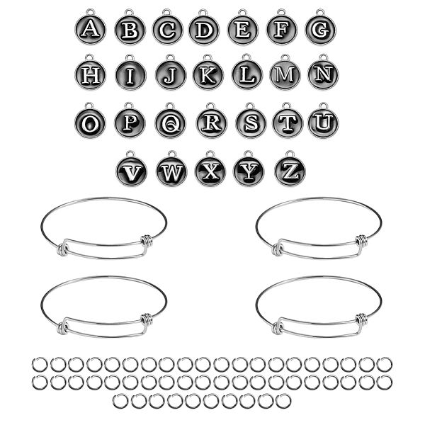 PandaHall DIY Letter Bangle Making Kits, Including 304 Stainless Steel Expandable Bangles and Flat Round Alloy Enamel Charms, Black, Bangles...
PandaHall DIY Letter Bangle Making Kits, Including 304 Stainless Steel Expandable Bangles and Flat Round Alloy Enamel Charms, Black, Bangles...