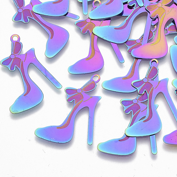 PandaHall Ion Plating(IP) 304 Stainless Steel Stilettos Filigree Pendants, Etched Metal Embellishments, High-heeled Shoes, Rainbow Color...
PandaHall Ion Plating(IP) 304 Stainless Steel Stilettos Filigree Pendants, Etched Metal Embellishments, High-heeled Shoes, Rainbow Color...