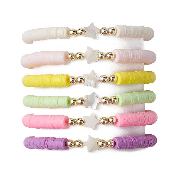 PandaHall 6Pcs 6 Color Polymer Clay Heishi Surfer Stretch Bracelets Set, Natural Shell Beaded Stackable Bracelets, Star, Inner Diameter..., Multicolor
PandaHall 6Pcs 6 Color Polymer Clay Heishi Surfer Stretch Bracelets Set, Natural Shell Beaded Stackable Bracelets, Star, Inner Diameter..., Multicolor