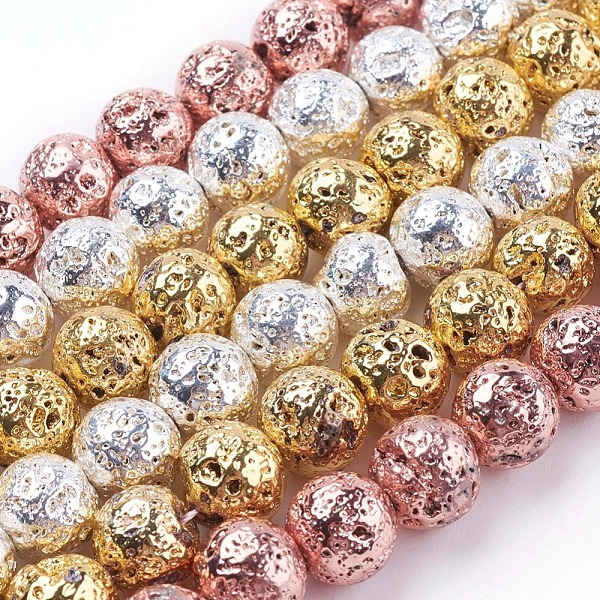 PandaHall Electroplated Natural Lava Rock Bead Strands, Round, Bumpy, Mixed Color, 10~10.5mm, Hole: 1.5mm, about 39pcs/strand, 15.35 inch..., Multicolor
PandaHall Electroplated Natural Lava Rock Bead Strands, Round, Bumpy, Mixed Color, 10~10.5mm, Hole: 1.5mm, about 39pcs/strand, 15.35 inch..., Multicolor