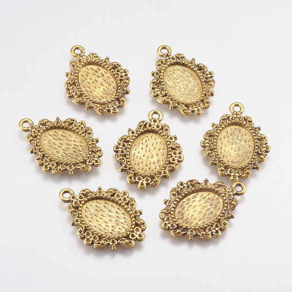 PandaHall Alloy Pendant Cabochon Settings, Cadmium Free & Lead Free, Oval, Antique Golden, Tray: 14x10mm, 26x19x2mm, Hole: 1.5mm Alloy Oval
PandaHall Alloy Pendant Cabochon Settings, Cadmium Free & Lead Free, Oval, Antique Golden, Tray: 14x10mm, 26x19x2mm, Hole: 1.5mm Alloy Oval