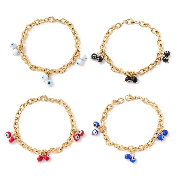 PandaHall Synthetic Gemstone Evil Eye Charm Bracelet, Gold Plated 304 Stainless Steel Cable Chains Bracelet for Women, Mixed Color, 7-1/4..., Multicolor
PandaHall Synthetic Gemstone Evil Eye Charm Bracelet, Gold Plated 304 Stainless Steel Cable Chains Bracelet for Women, Mixed Color, 7-1/4..., Multicolor