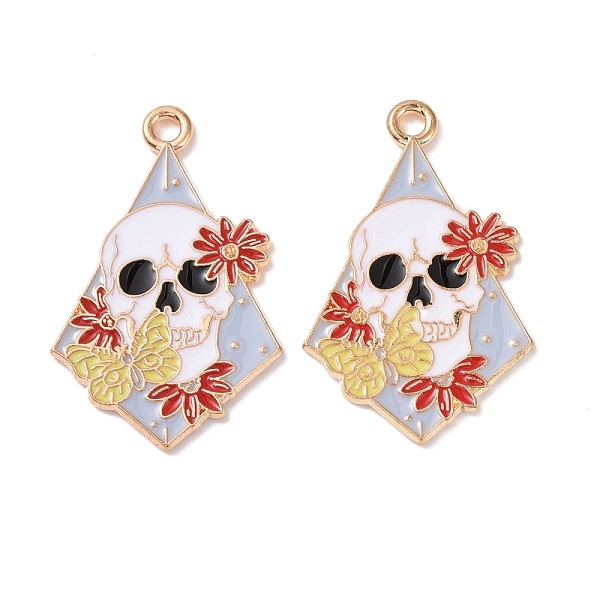 PandaHall Halloween Alloy Enamel Pendants, Light Gold, Rhombus with Skull & Flower & Butterfly, White, 30x19x1mm, Hole: 2mm Alloy+Enamel...
PandaHall Halloween Alloy Enamel Pendants, Light Gold, Rhombus with Skull & Flower & Butterfly, White, 30x19x1mm, Hole: 2mm Alloy+Enamel...