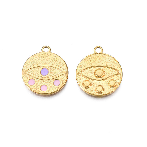 PandaHall 304 Stainless Steel Enamel Pendants, Real 18K Gold Plated, Flat Round with Eye, Lilac, 21x18x1.5mm, Hole: 1mm Stainless..., Purple
PandaHall 304 Stainless Steel Enamel Pendants, Real 18K Gold Plated, Flat Round with Eye, Lilac, 21x18x1.5mm, Hole: 1mm Stainless..., Purple