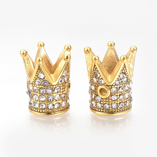 PandaHall 304 Stainless Steel Beads, with Rhinestones, Crown, Golden, 12x10mm, Hole: 1mm Stainless Steel+Rhinestone Crown
PandaHall 304 Stainless Steel Beads, with Rhinestones, Crown, Golden, 12x10mm, Hole: 1mm Stainless Steel+Rhinestone Crown