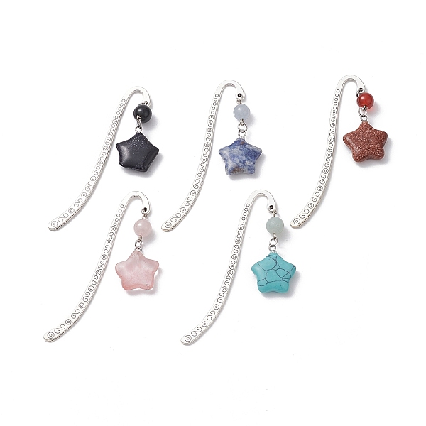 PandaHall Tibetan Style Alloy Hook Bookmark, with Star Shape Natural Blue Spot Jasper & Aquamarine & Amazonite & Carnelian & Rose Quartz &...
PandaHall Tibetan Style Alloy Hook Bookmark, with Star Shape Natural Blue Spot Jasper & Aquamarine & Amazonite & Carnelian & Rose Quartz &...