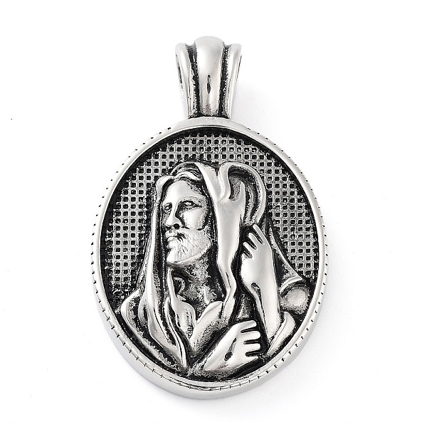 PandaHall 304 Stainless Steel Pendants, Oval with Human Charm, Antique Silver, 42.5x26x7mm, Hole: 5mm 304 Stainless Steel Oval
PandaHall 304 Stainless Steel Pendants, Oval with Human Charm, Antique Silver, 42.5x26x7mm, Hole: 5mm 304 Stainless Steel Oval
