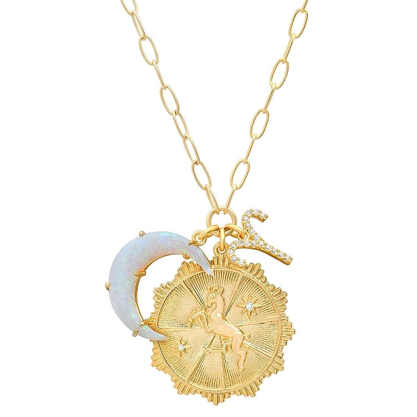 PandaHall Cubic Zirconia Constellation & Opalite Moon Pendant Necklace, with Golden Brass Paperclip Chains, Aries, 19.69 inch(50cm) Opalite...
PandaHall Cubic Zirconia Constellation & Opalite Moon Pendant Necklace, with Golden Brass Paperclip Chains, Aries, 19.69 inch(50cm) Opalite...