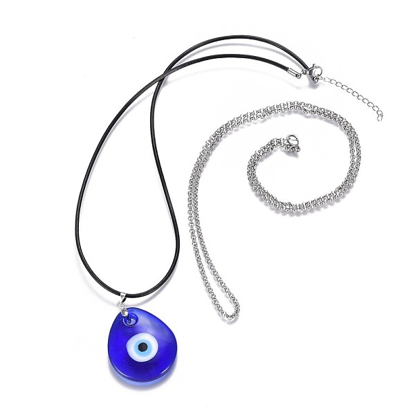 PandaHall Teardrop Lampwork Evil Eye Pendants Necklaces, with 316 Surgical Stainless Steel Rolo Chains/Cowhide Leather Cord and 304..., Blue
PandaHall Teardrop Lampwork Evil Eye Pendants Necklaces, with 316 Surgical Stainless Steel Rolo Chains/Cowhide Leather Cord and 304..., Blue