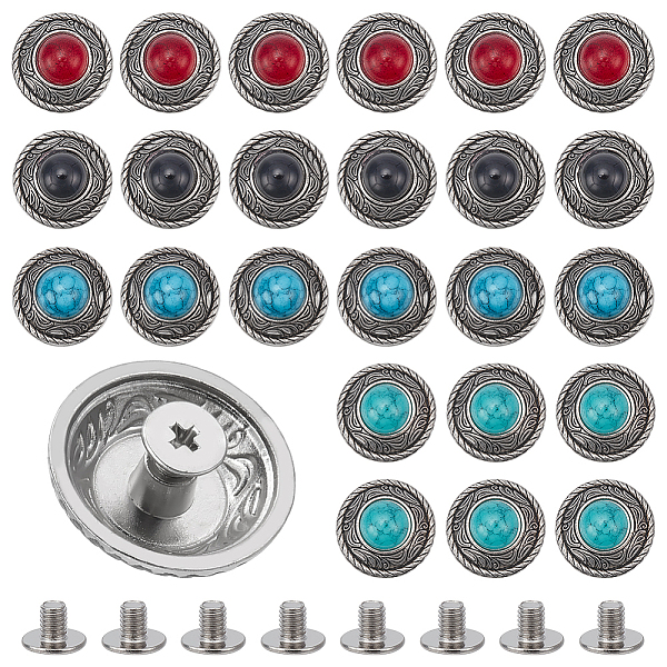 PandaHall WADORN 24 Sets 4 Colors Zinc Alloy Buttons, with Synthetic Turquoise and Iron Screws, for Purse, Bags, Leather Crafts Decoration..., Multicolor
PandaHall WADORN 24 Sets 4 Colors Zinc Alloy Buttons, with Synthetic Turquoise and Iron Screws, for Purse, Bags, Leather Crafts Decoration..., Multicolor