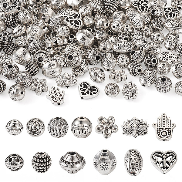 PandaHall 130Pcs 13 Styles Tibetan Style Alloy Beads, Mixed Shapes, Antique Silver, 7.5~12x6.5~10x4~6.5mm, Hole: 1.4~1.6mm, 10pcs/style...
PandaHall 130Pcs 13 Styles Tibetan Style Alloy Beads, Mixed Shapes, Antique Silver, 7.5~12x6.5~10x4~6.5mm, Hole: 1.4~1.6mm, 10pcs/style...